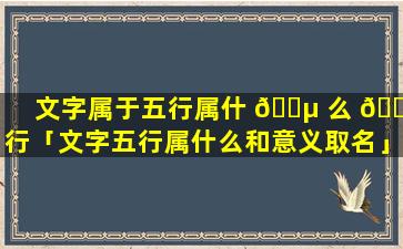 文字属于五行属什 🐵 么 🌵 行「文字五行属什么和意义取名」